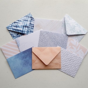 SAND & SEA Mini Envelopes - Set of 10 handmade mini envelopes with blank notecards - The Paper Stack