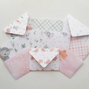 BABY NURSERY Mini Envelopes - Set of 10 handmade mini envelopes with blank notecards - The Paper Stack