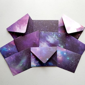 GALAXY Mini Envelopes - Set of 10 handmade mini envelopes with blank notecards - The Paper Stack