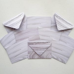 GREY SWIRLS Mini Envelopes - Set of 10 handmade mini envelopes with blank notecards - The Paper Stack