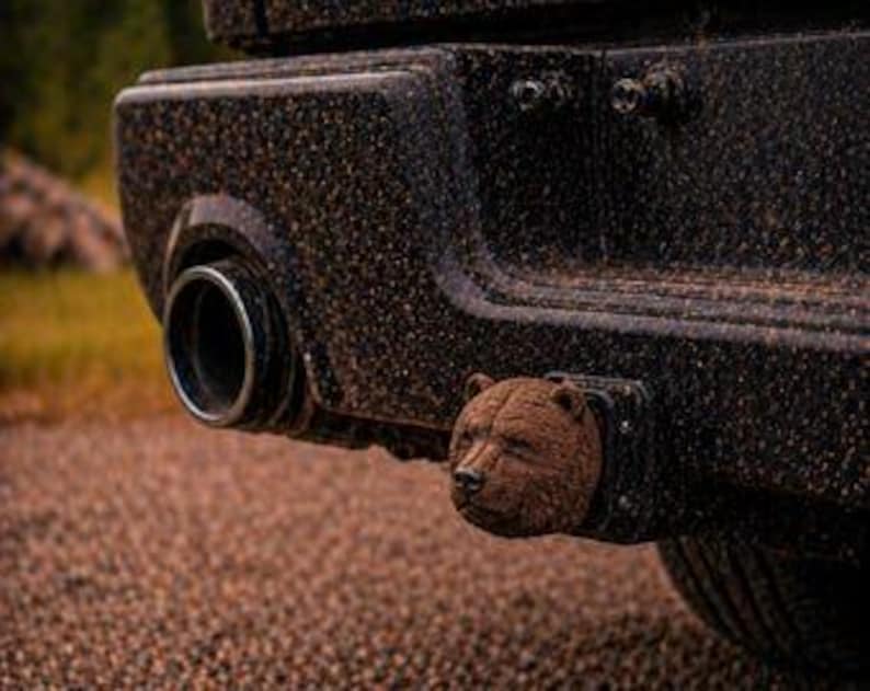 Grizzly bear atv trailer hitch cover 50mm | 2 inch receiver plug | animals & wildlife | 3d printed petg