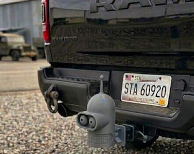 Robot sci-fi trailer hitch cover 50mm | 2 inch receiver plug | us cars & pop culture | 3d printed petg