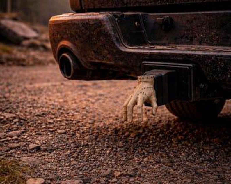 Creepy hand dark cult trailer hitch cover 50mm | 2 inch receiver plug | skull & dark style | 3d printed petg