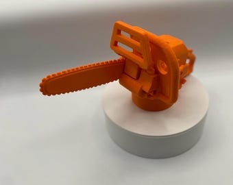 Tapa para enganche de remolque de madera con diseño de motosierra, 50 mm / 2 pulgadas, conector receptor / divertido y humorístico / impreso en 3D con PETG