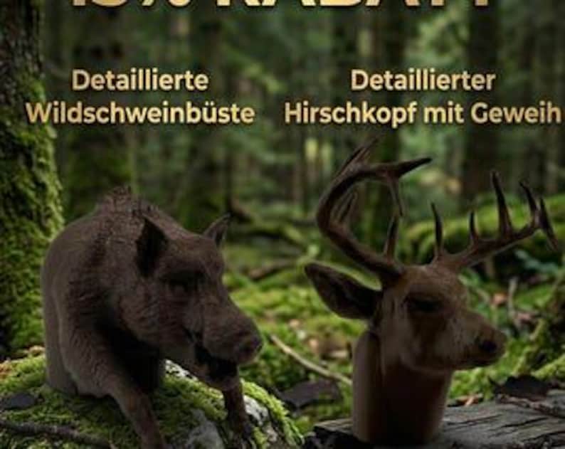 Hunter bundle wild boar & deer trailer hitch cover 50mm | 2 inch receiver plug | bundles and gift sets | 3d printed petg