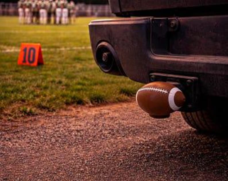 Football helmet trailer hitch cover 50mm | 2 inch receiver plug | us cars & pop culture | 3d printed petg