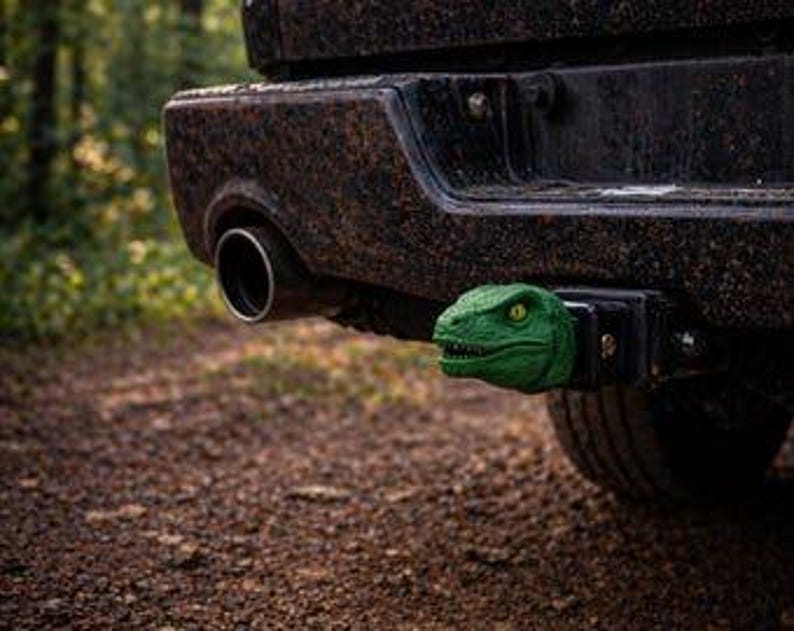Velociraptor dino trailer hitch cover 50mm | 2 inch receiver plug | us cars & pop culture | 3d printed petg