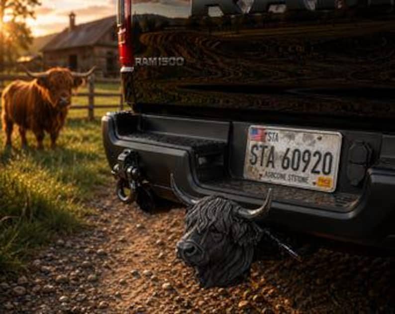 Highland cattle trailer hitch cover 50mm | 2 inch receiver plug | animals & wildlife | 3d printed petg
