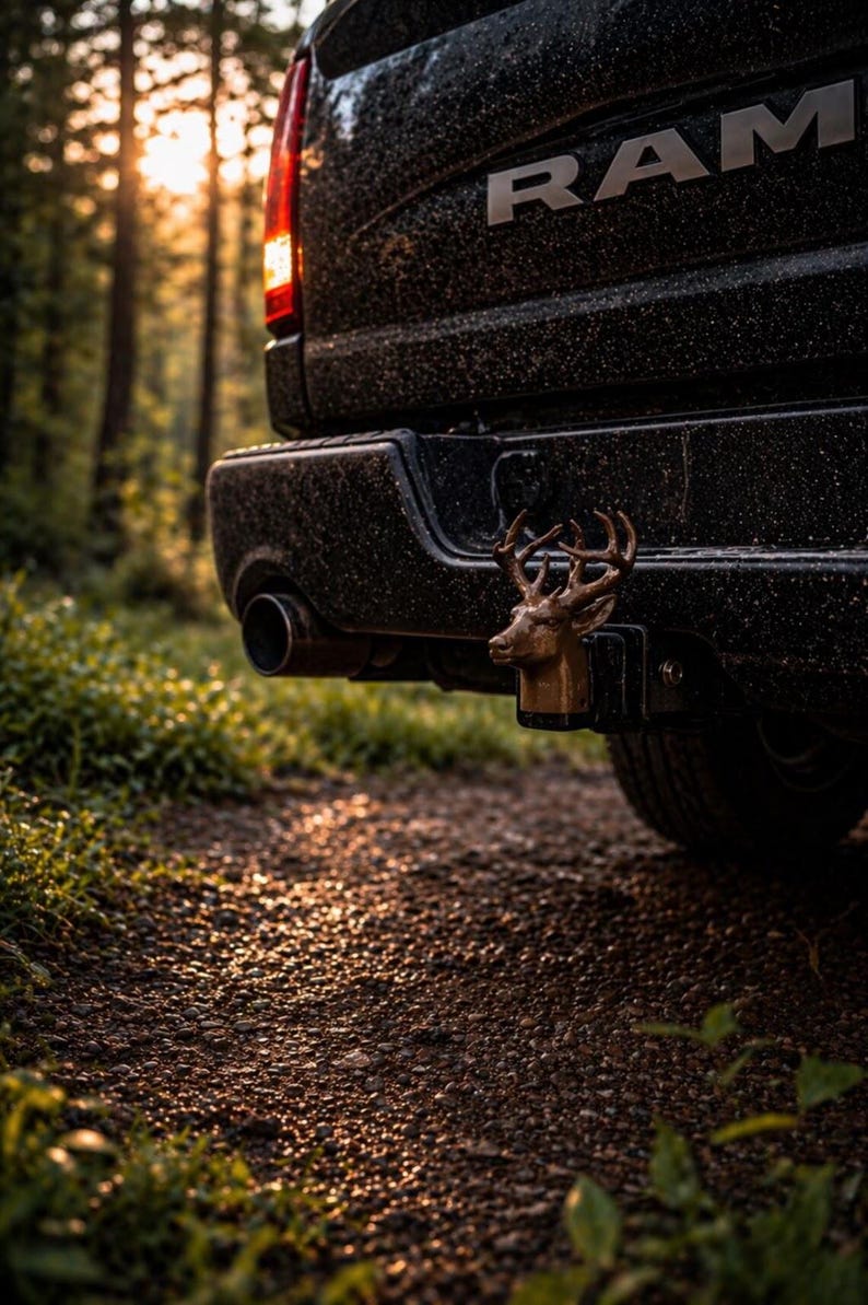 Red deer, fallow deer & roebuck hunter trailer hitch cover 50mm | 2 inch receiver plug | hunter edition | 3d printed petg