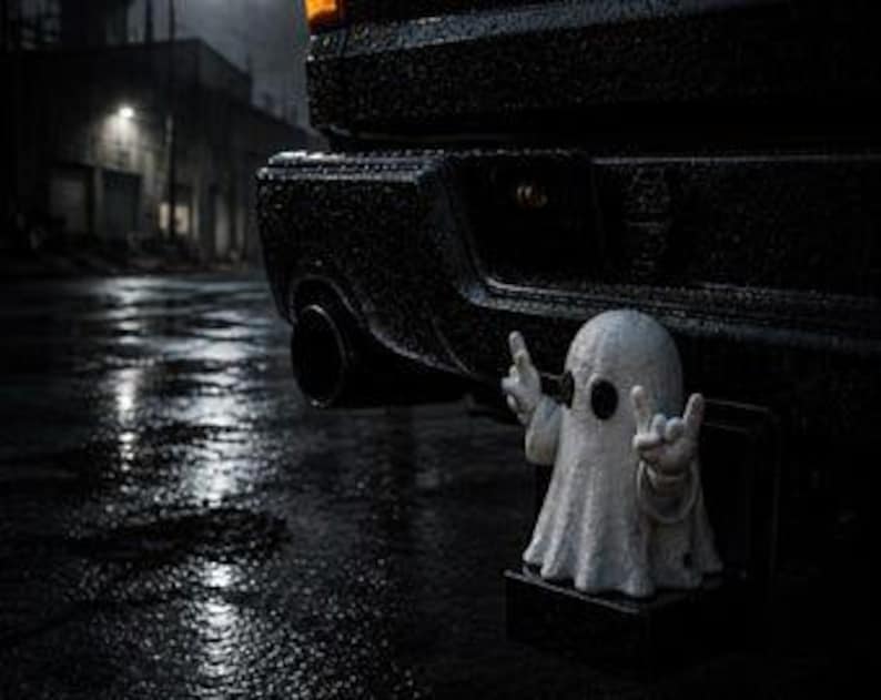 Metal ghost devil horns trailer hitch cover 50mm | 2 inch receiver plug | fun & humor | 3d printed petg