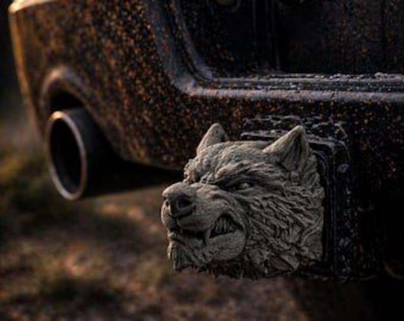 Wolf hunter gift trailer hitch cover 50mm | 2 inch receiver plug | hunter edition | 3d printed petg