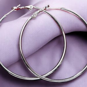 925 Sterling Silver Round Big Hoop Earrings - 50/60/70/80MM Wedding Fashion Jewelry for Women