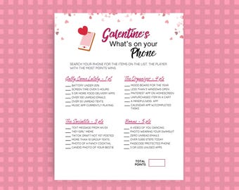 What’s On Your Phone – Galentine's - Valentine's Party Game Printable | Phone Scavenger Hunt | Digital Download
