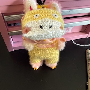 Crochet labubu costume
