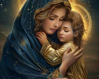 Virgin Mary & Child Cross Stitch Pattern, Holy Mother and Baby Jesus, PDF Download