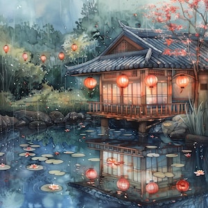 May include: A set of three ceramic mugs with a speckled, cream-colored glaze. Each mug features a different hand-painted floral design in shades of blue, green, and yellow. The mugs have a simple, rounded shape and a comfortable handle.