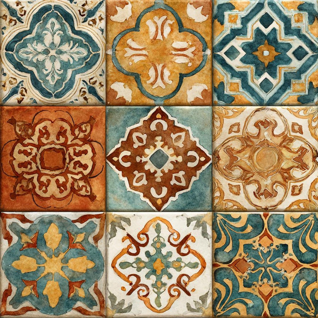 Mediterranean Tile Cross Stitch Pattern | 9 Ornamental Squares | PDF ...