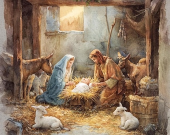 Nativity Cross Stitch Pattern | Holy Family Embroidery | Christmas PDF Design | Christian Needlework | Baby Jesus Scene