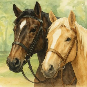Horse Cross Stitch Pattern PDF | Pair of Horses Embroidery Design | Equestrian Needlework | Instant Download Rustic Animal Art