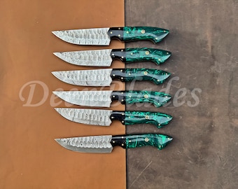 Damascus Steel Steak Knives Set Unique Handle BBQ Steak Knives Birthday gifts Anniversary gifts Thanksgiving Gifts