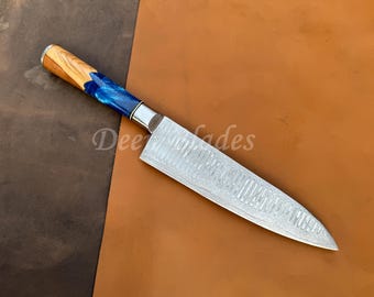 Damascus Steel Chef knife Custom Handmade Kitchen Knives Thanksgiving Gifts