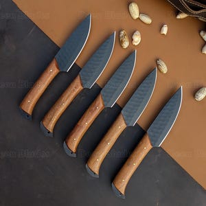 Steak Knives Set Edge of Excellence Mahogany Wood Handles With Stainless Steel Blades Grill master&#39;s Blades Thanksgiving  Christmas Gifts