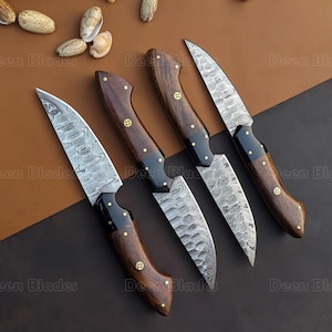 Handmade Steak Knives Set Damascus Steel Steak Knives Table Steak Knives Set Gift for Mom Anniversary Gifts For Her Thanksgiving Gifts