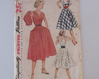 Simplicity - CUT - sewing pattern - 4269 -  Teen size 12 - Dress - Bolero - Cummerbund - please read description - 1953 - Vintage
