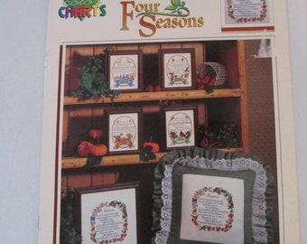Four Seasons - Cross Stitch - Samplers - Color Charts - Laura Brunson - 1992 - spring - summer - fall - winter