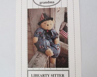 Goodies From Grandma - Libearty Sitter - sewing pattern - 1991 - teddy bear -toy - ornament - wood block body