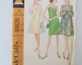 McCall's - CUT/UNCUT - sewing pattern - 8805 - Size Junior 9 - Slip Dress and Sheer Overdress - 1967 - please read description