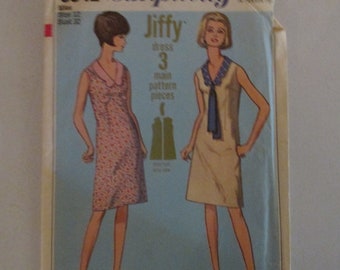 Simplicity - CUT - sewing pattern - 6342 - misses one piece jiffy dress - please read description - 1965