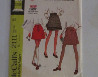 McCall's - CUT - sewing pattern - 2111 - junior teen skirt - 1969 - vintage - rare - please read description