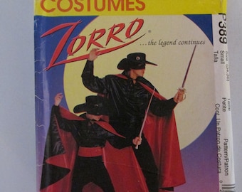 Simplicity - P389 - costume - Zorro -  sewing pattern - uncut - English - French - sizes kids to adult