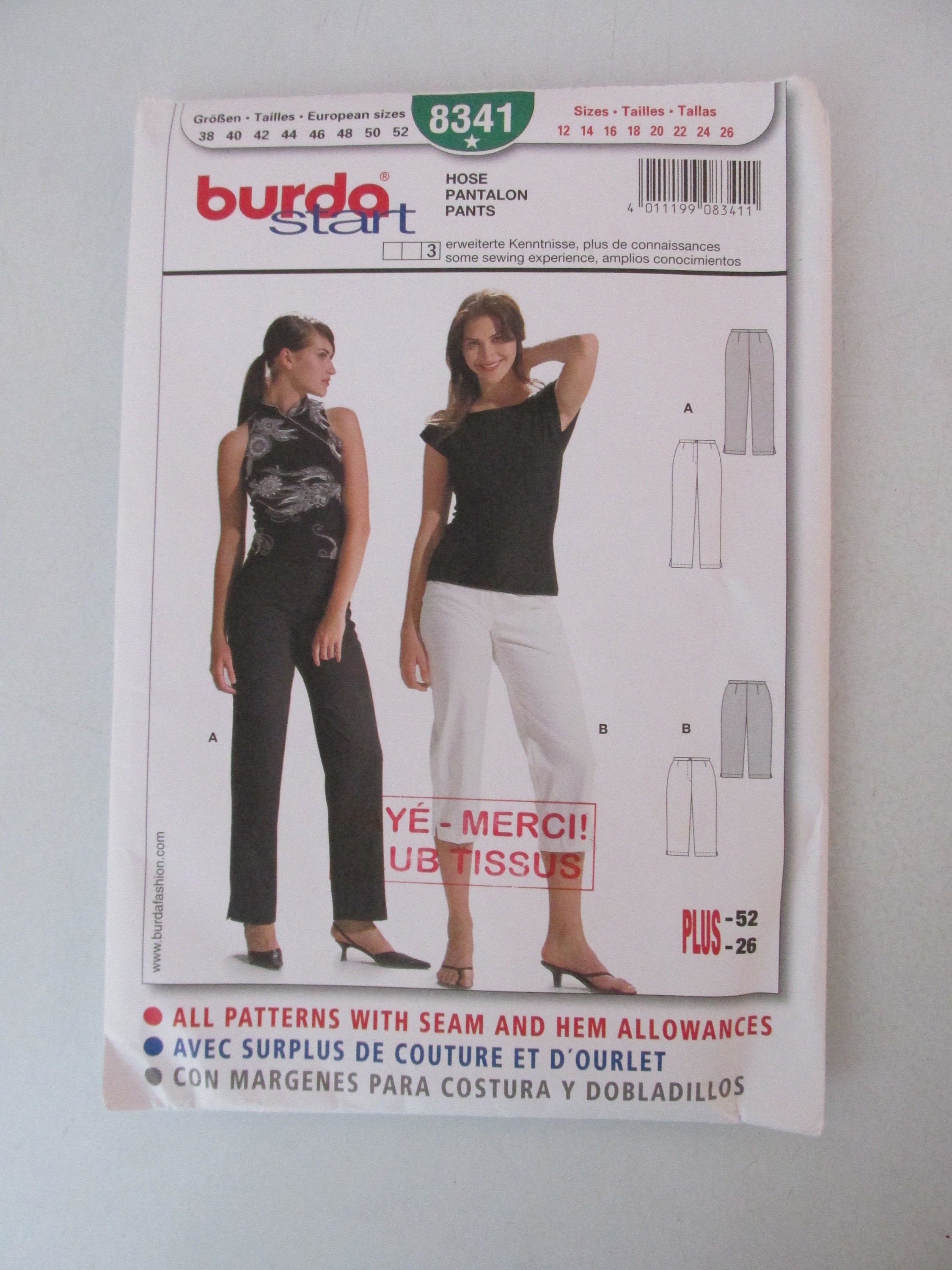 Burda Sewing Pattern 8341 Pants CUT Size 14 Please | Etsy