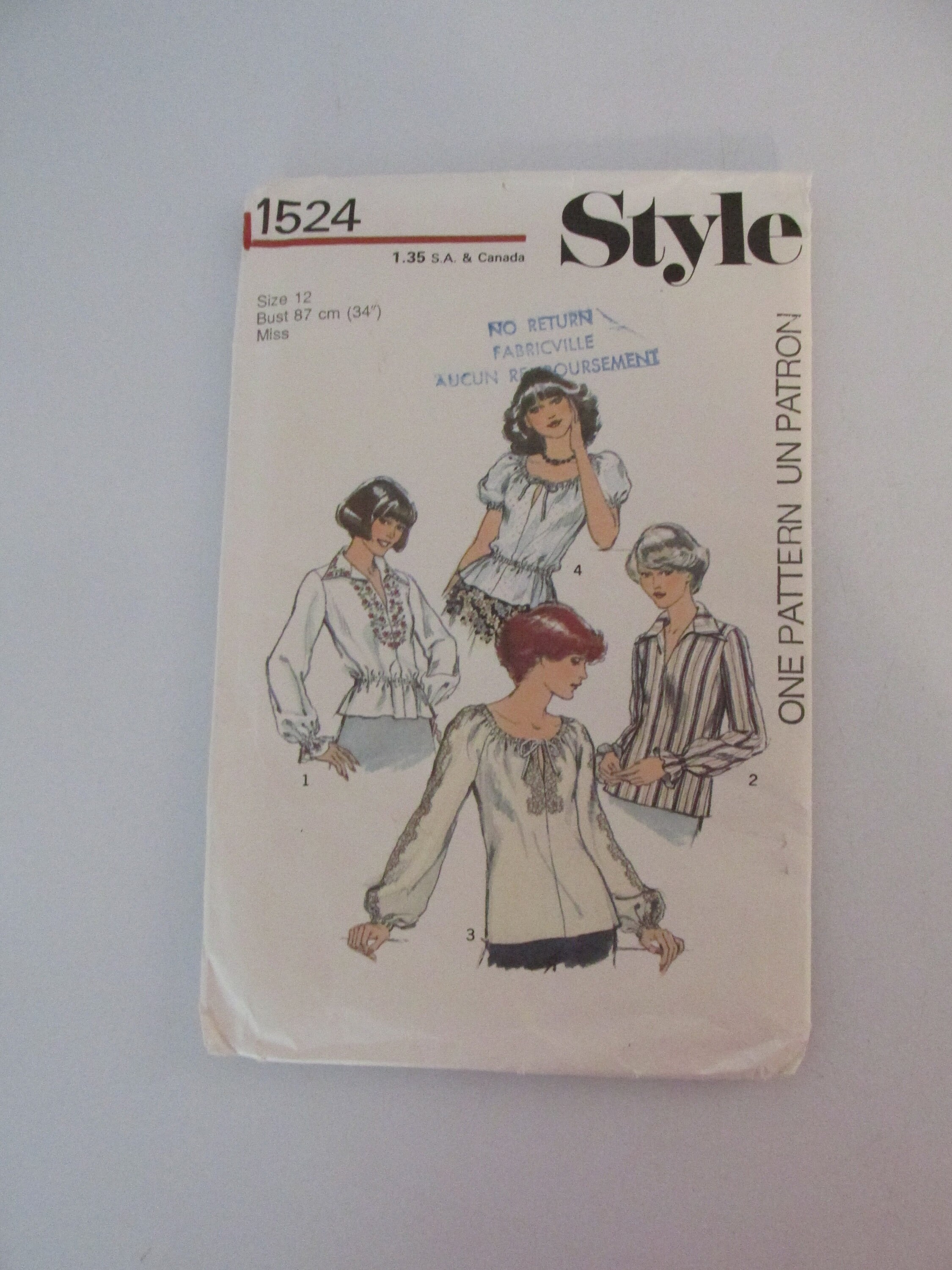 Style UNCUT Sewing Pattern 1524 Misses Set of Tops - Etsy