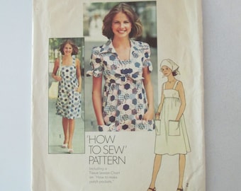 Simplicity - CUT - sewing pattern - 7292 -  Jnr Teen 11/12 - Dress - unlined jacket - scarf missing - please read description - 1975