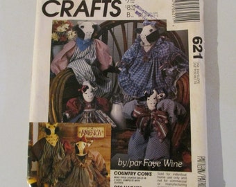 McCalls Crafts - 4275 - 0621 - Country Cows - Faye Wine - CUT - vintage - 1989