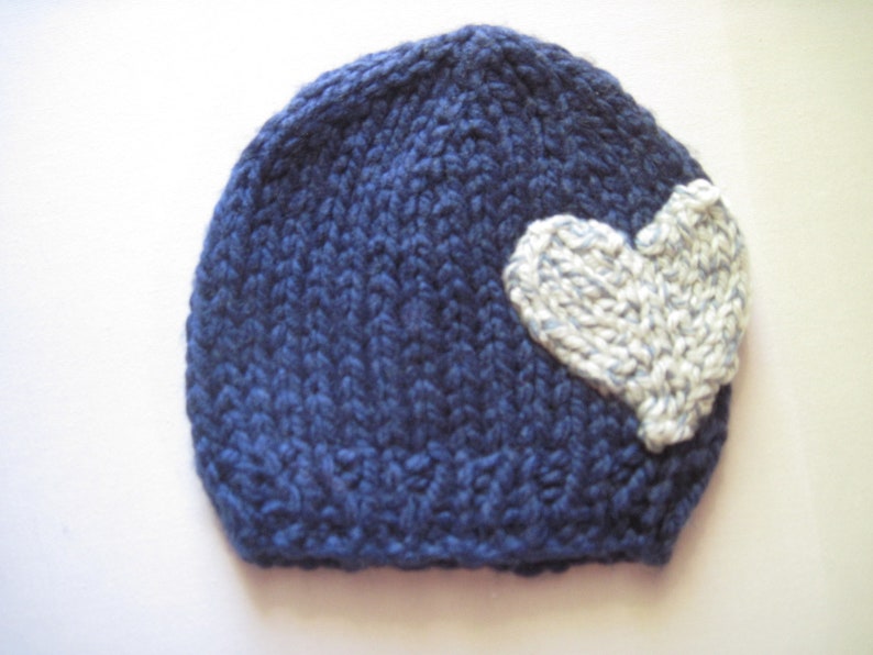 3 mnths knit newborn hat newborn knit heart beanie Knit newborn Heart hat knit blue heart hat READY TO SHIP