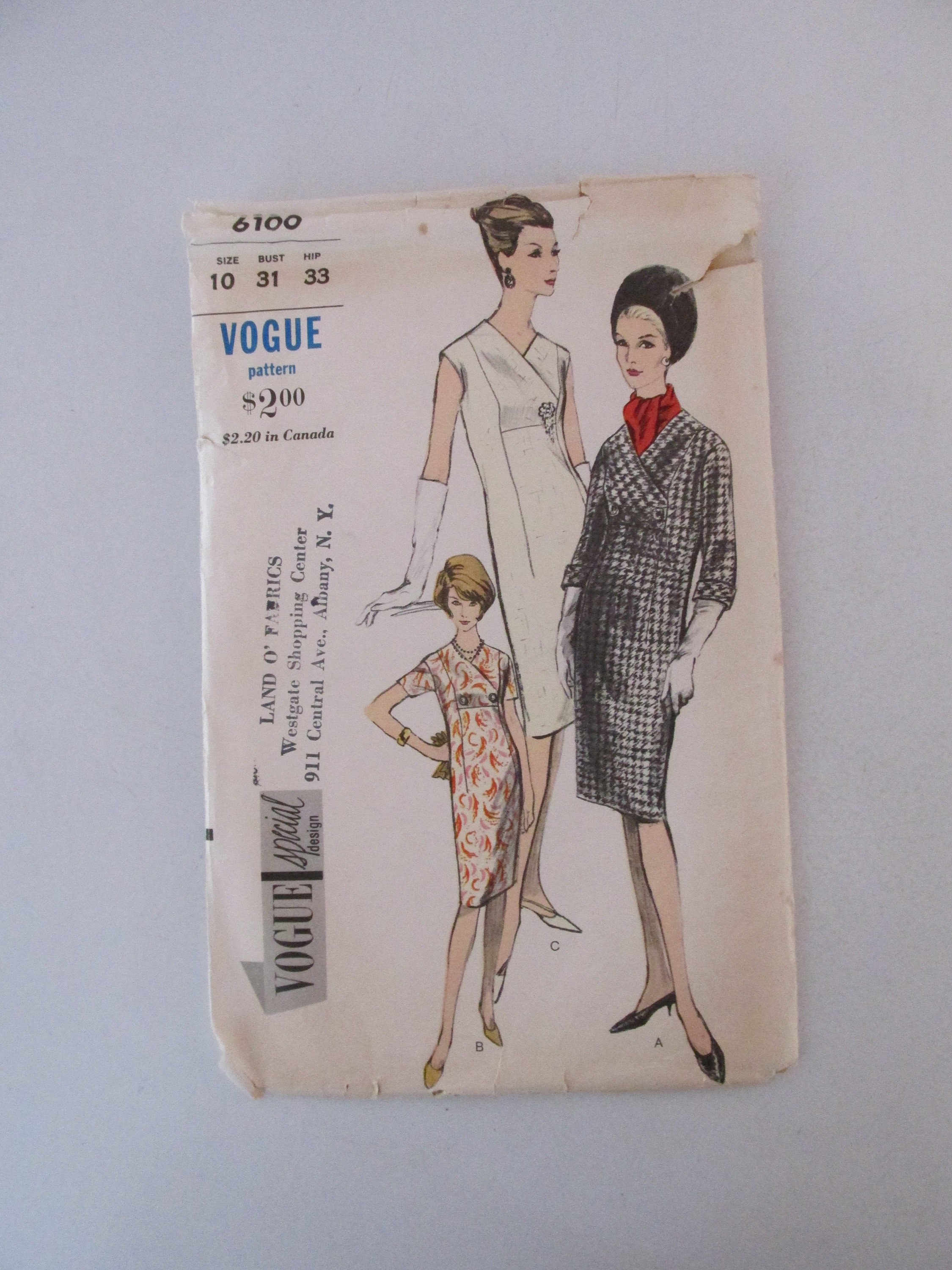 Vogue Cut 6100 Sewing Pattern One Piece Dress Scarf Etsy