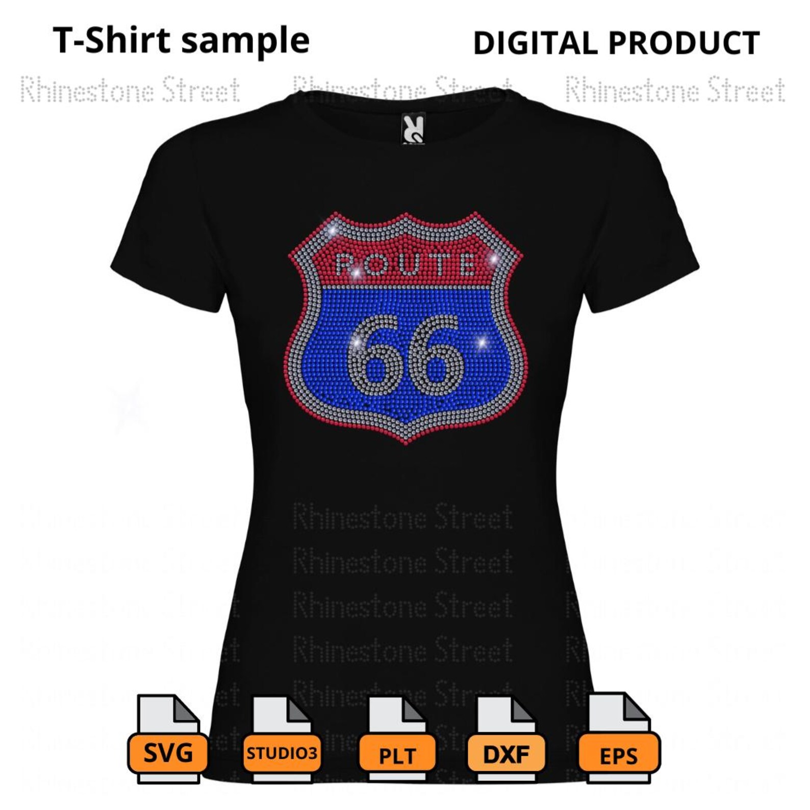 Route 66 Rhinestone Template DIY Shirt Design Download Template Cricut ...