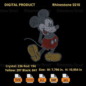 Mickei M Strassmall DIY Skjorta Design Ladda ner mall Cricut SVG Silhuett DIY Tygväska Tygväska Hotfix Strass SS10