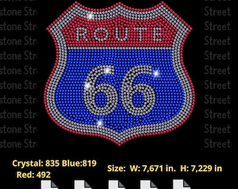 Route 66 Rhinestone Template DIY Shirt Design Download Template Cricut SVG Silhouette DIY Canvas Bag Tote Bag Hotfix Rhinestones SS10