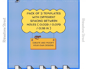 Rhinestone Template SS10 For Hotfix Designs | Bundle of 3 Templates Whit Different Spacing Between Holes