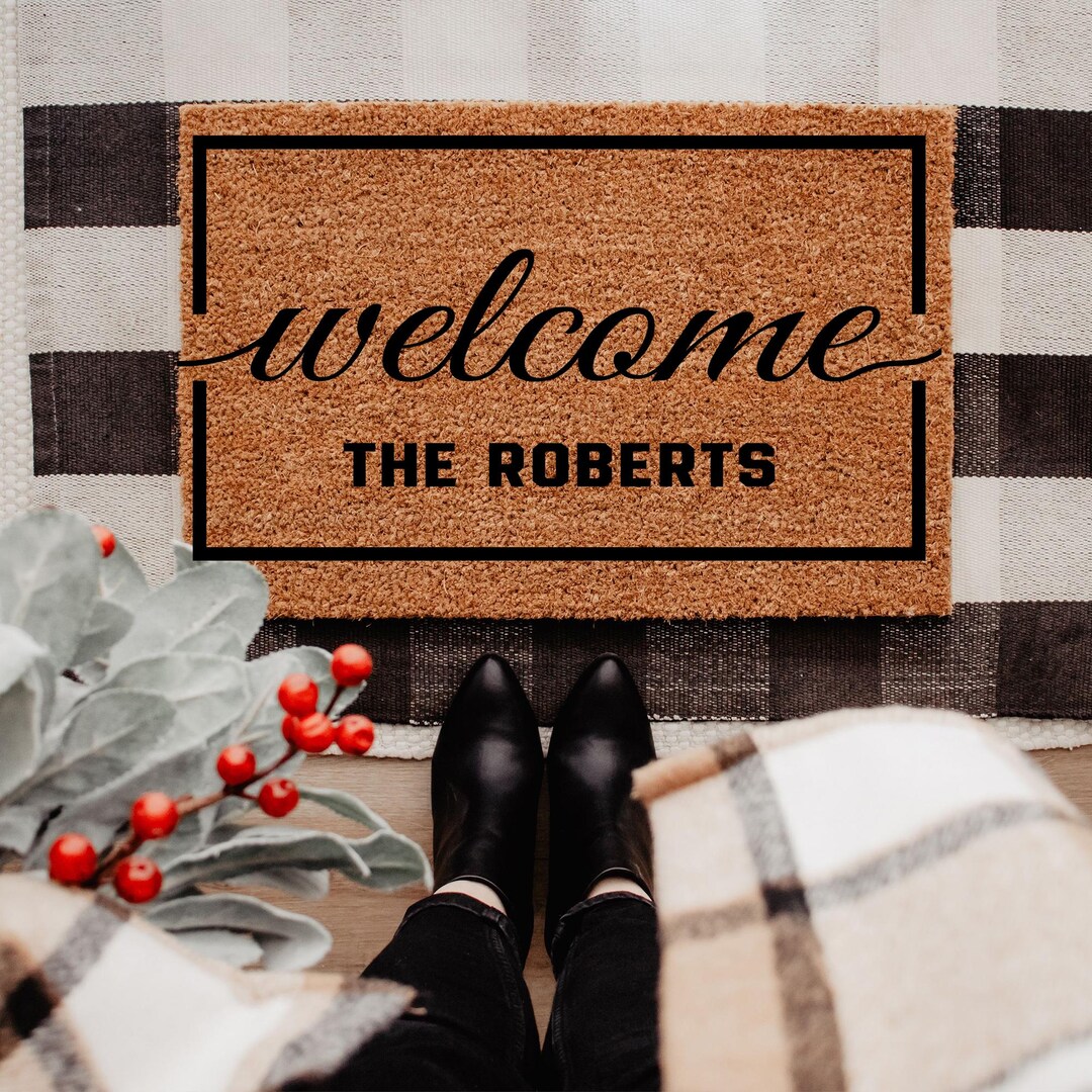 Custom Welcome Mat, Indoor Outdoor Door Mat, Elegant Doormat ...