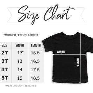 the size chart for a toddler's t - shirt