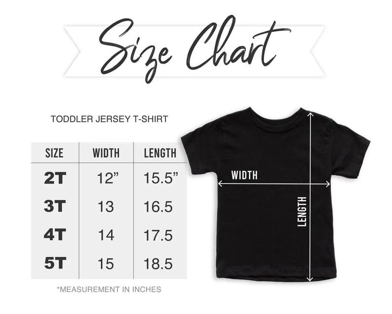 the size chart for a toddler's t - shirt