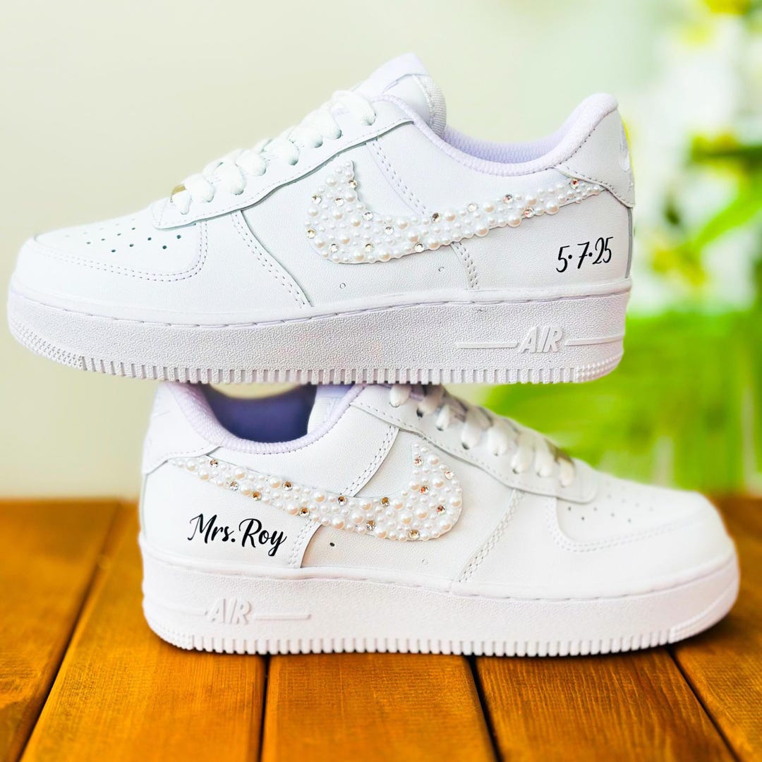 Personalized Air Force Bridal Shoes, Custom Rhinestones and White ...