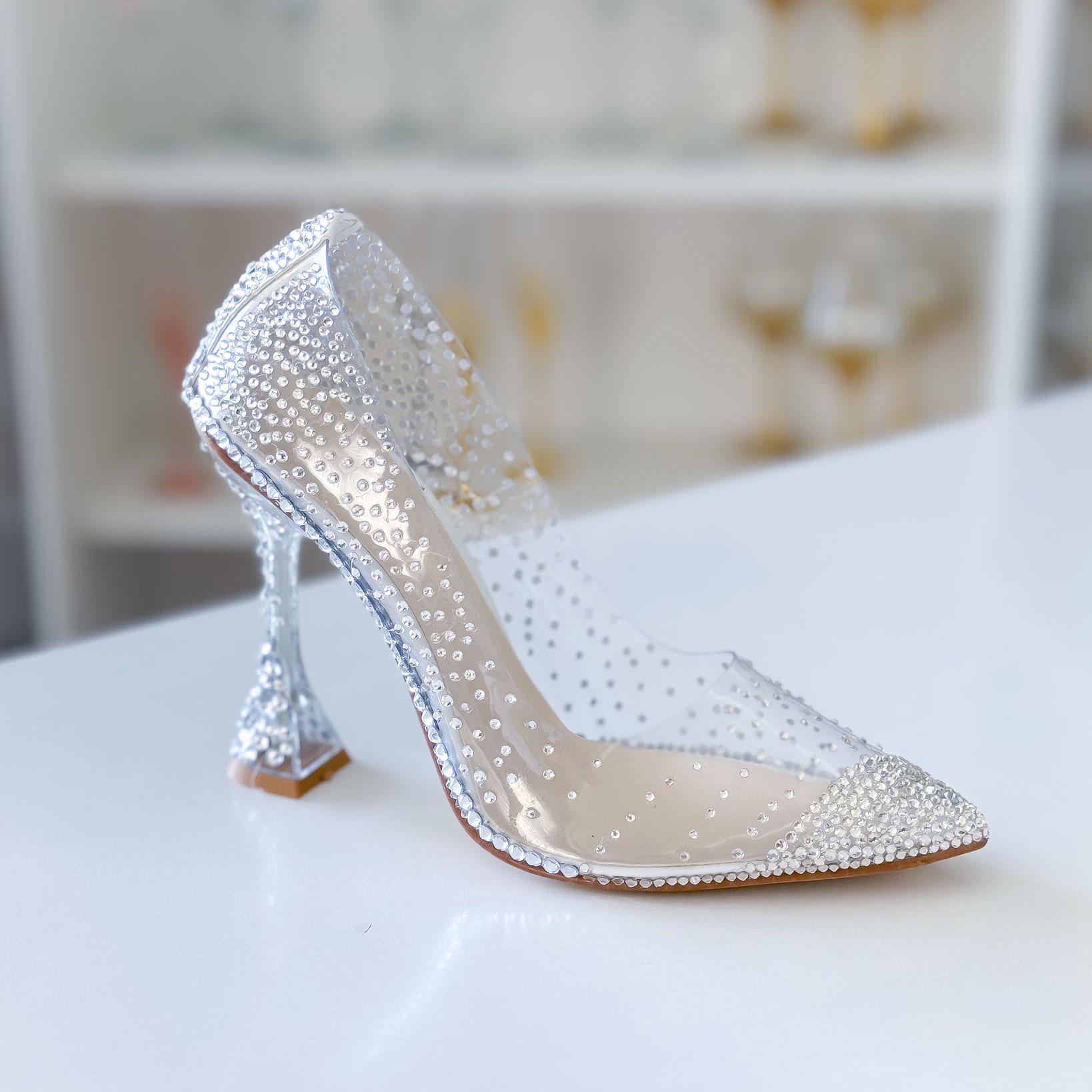 Special Design Shoe Princess Inspired Wedding Shoe Bride Shoes Customized Shinny Stones and Crystal Crsytal Heels Bridal Cinderella Shoe Etsy