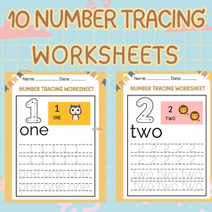 10 Number tracing worksheets, traceable numbers, preschool printable, number writing, preschool worksheet, Kids Tracing, Handwriting, number